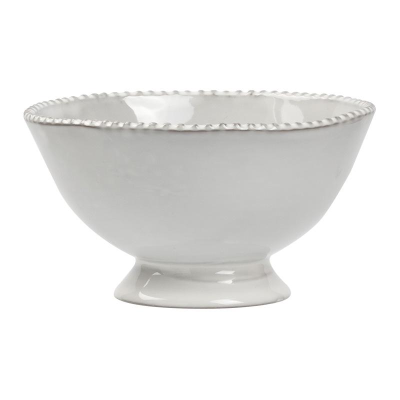 Pearl Edge Tall Bowl Light Luxury Ceramic Bowl Minimalist Tableware Salad Bowl Restaurant Dessert Bowl Creative Dish Bowl
