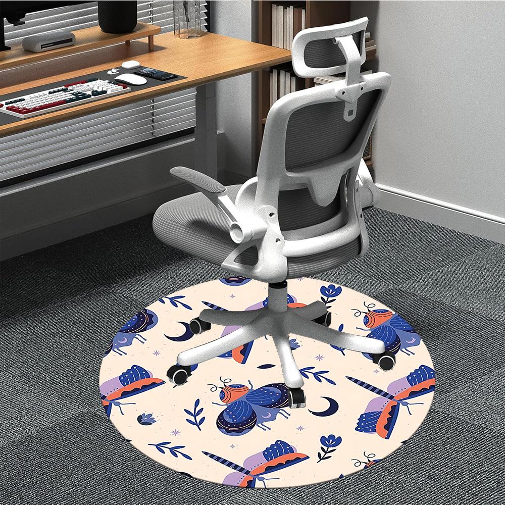 

1pc Butterfly Night Office Round Rug, Non-slip, Soft and Durable Office Rug for Interior Decoration, Perfect for Office, Beautiful Decoration yy260324 80cm by 80cm