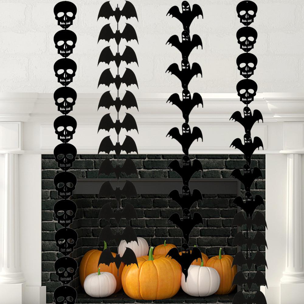 Haunting Halloween Party Decorations With Bat And Skull Garland And Additional Hanging String