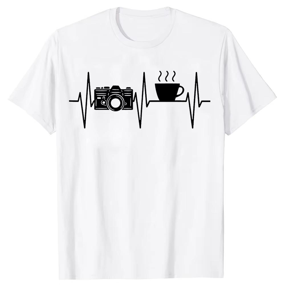 

Photographer Funny Coffee Lover Camera Photography T Shirts Summer Graphic Cotton Streetwear Birthday Gifts Tshirt Men 4XL