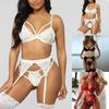 Lace Nightwear Garter Belt Thong Bra Set for Women Exquisite and Tempting