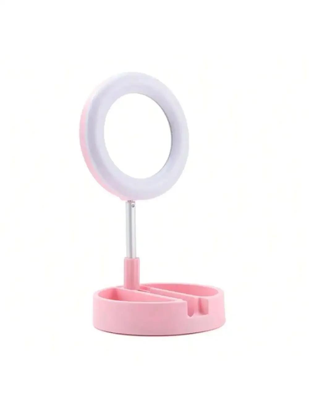 

USB C Portable Makeup Mirror HD LED Light 360 Rotation Travel Friendly Design 46cm&1 pcs розовый