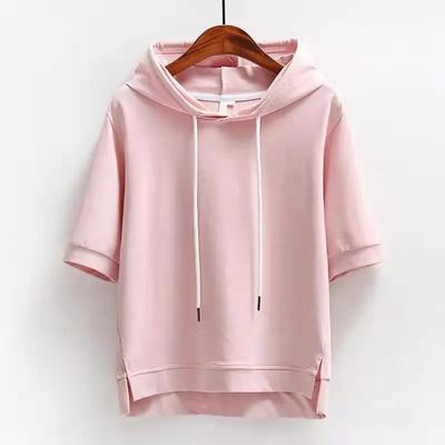 Felpe con Cappuccio da Donna Versatili Base Manica Corta Estiva Monocolore Felpa Sportiva Tempo Libero da Donna