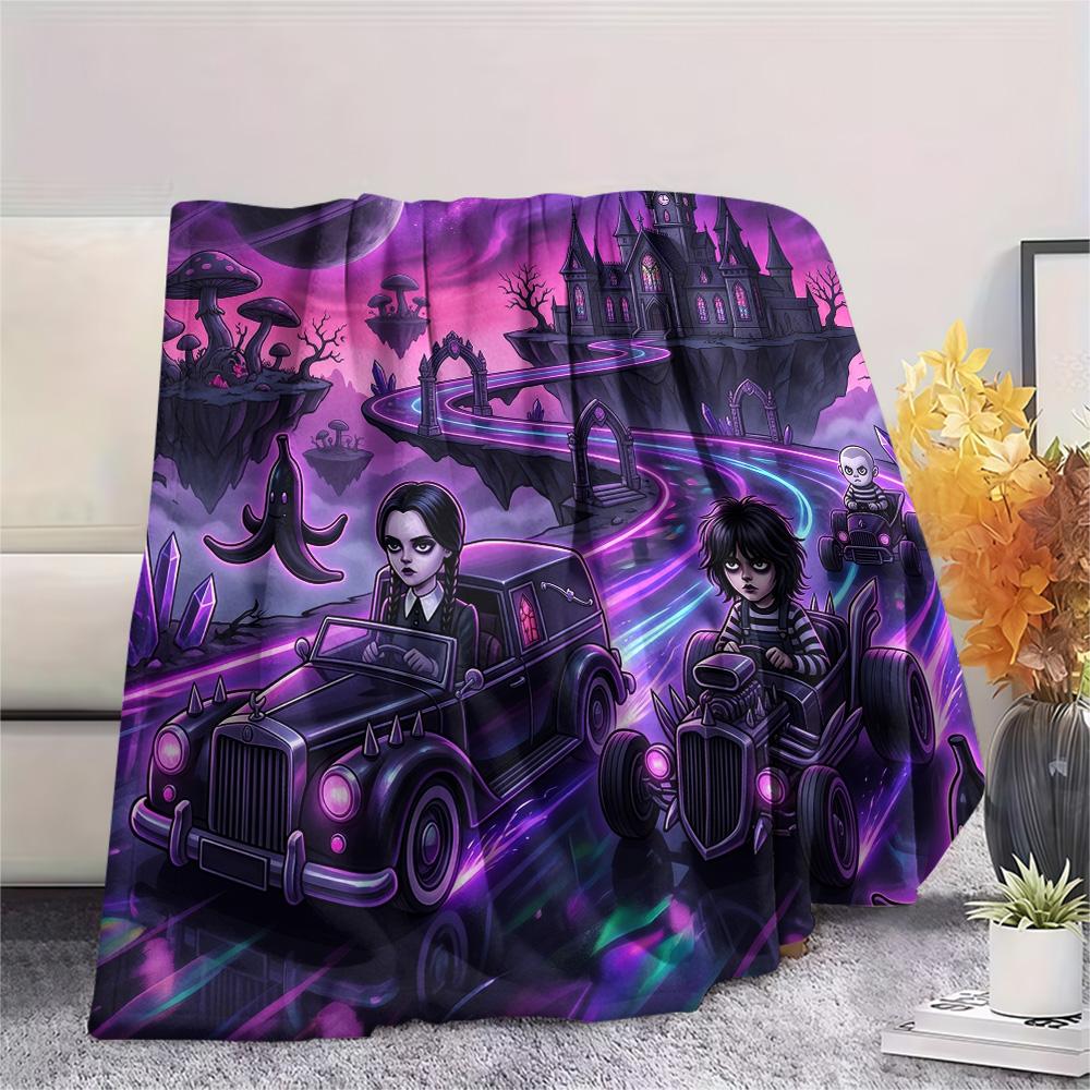 Wednesday Addams Print Flannel Blanket, Ultra Soft High Quality All Seasons Warm Throw, Home Decor Cozy Blanket, Perfect Christmas Gift