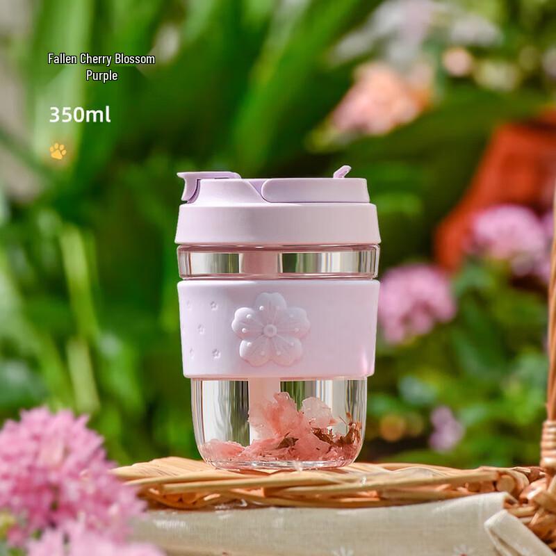 Vanow 350ml Portable Glass Water Bottle with Straw