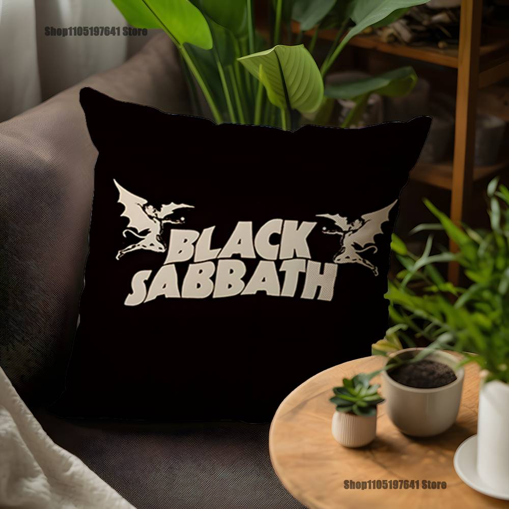 

B-Black S-Sabbath_S Of The Band Pillow Case For Sofa Decor Car Office Room Printing Cushion Cover Decorations and Protector 12x12Inch
