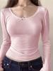2025 Sexy Lace Trim Long Sleeve T-shirt - European & American Sizes, Autumn Pure Desire Base Layer