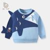 2026 Autumn Winter Boys' Shark Hoodie: Warm Velvet Pullover for Kids