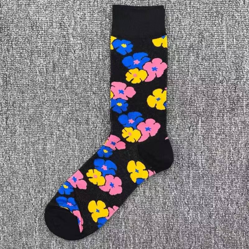Happy Socks Men's Colorful Cartoon Astronaut Planet Floral Mid-Calf Socks, Large Size - Trendy Swedish Brand.