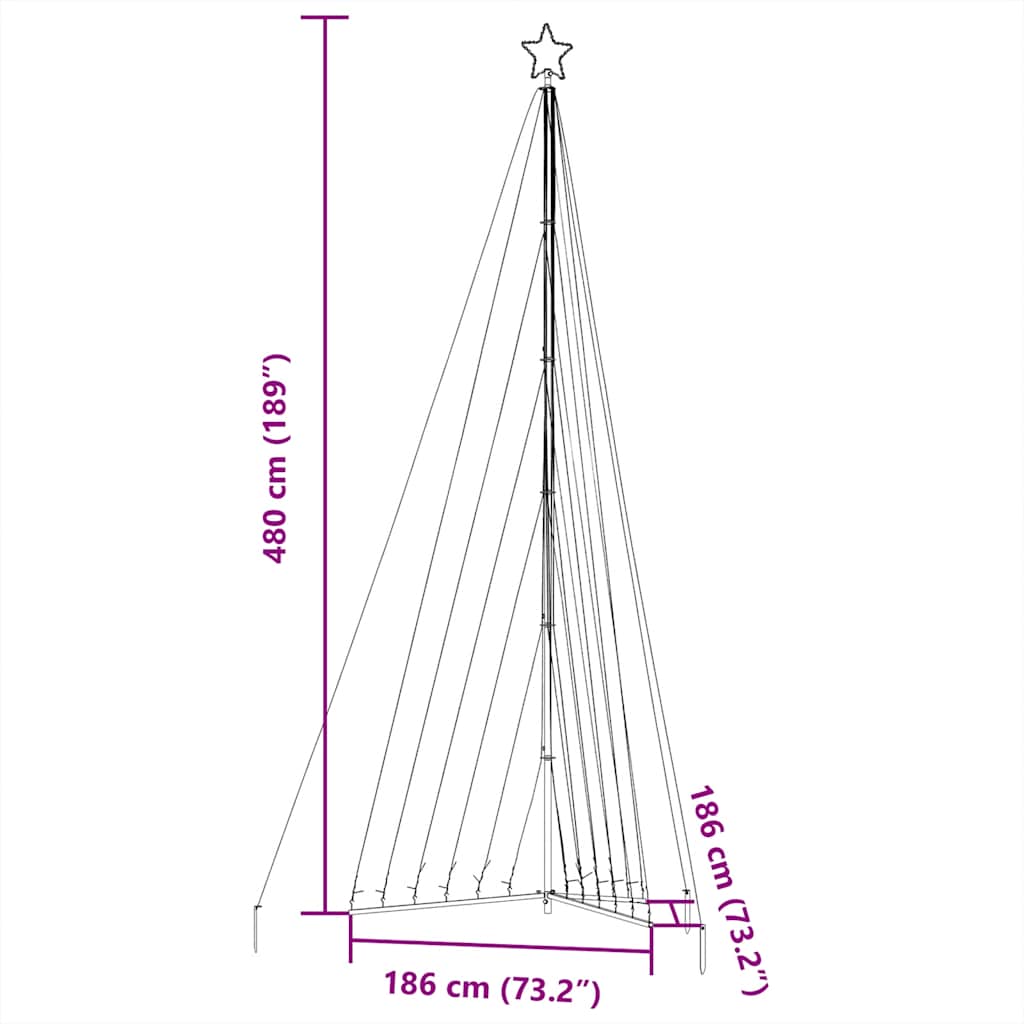 LED Christmas Tree 789 Warm White LEDs 476 Cm