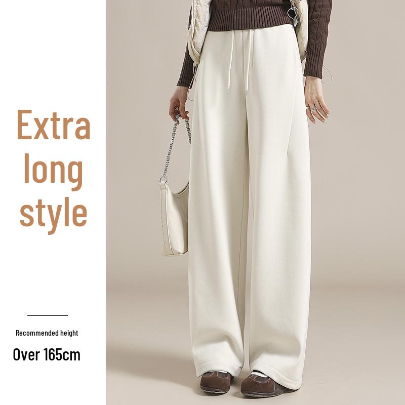 

Women s High Waist Fleece-Lined Wide Leg Sports Pants - Curved, Draped & Casual (Autumn/Winter New Style) Double Extra Large