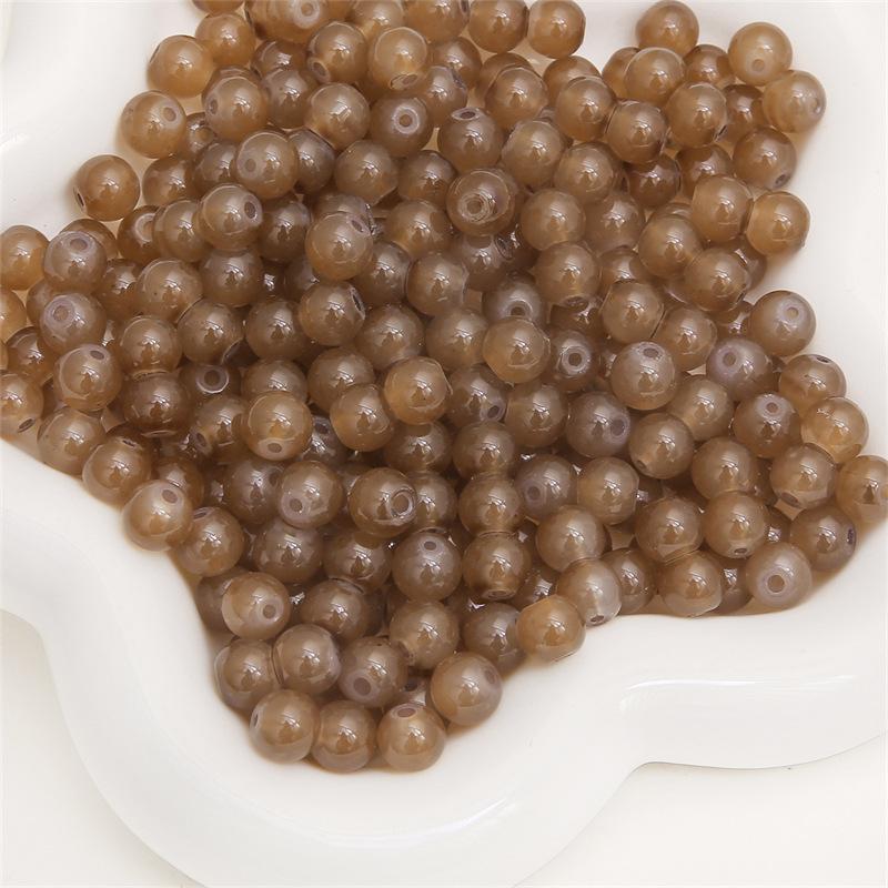 Glass Jelly Solid Color Imitation Jade Round Beads Loose Beads DIY Handmade Necklace String Beads Jewelry Accessories Beads for Jewelry Making