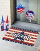 Red Striped Patriotic Day Welcome Mat Festive Home Decoration Entrance Floor Mat Kitchen and Bathroom Entrance Slipper Mat