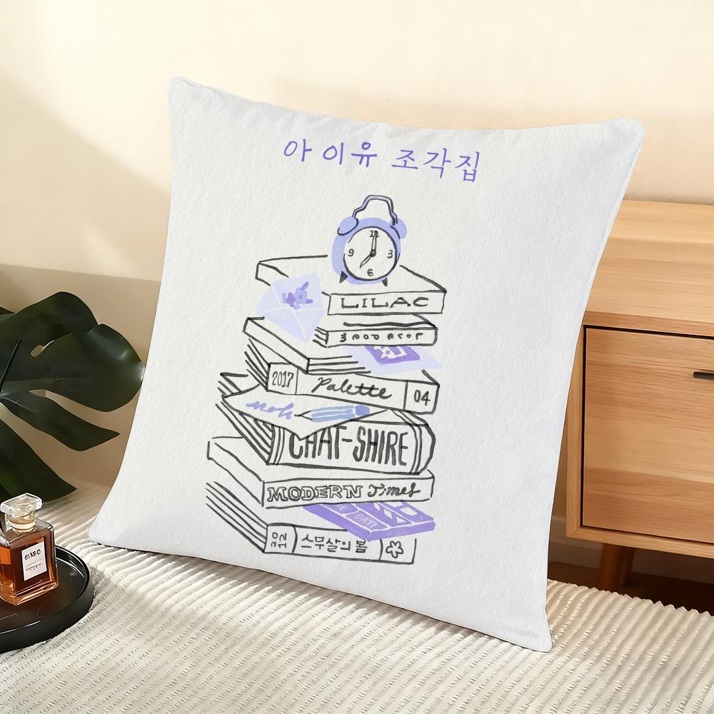 Korea Singer IU Album Cushion Cover Silky Short Plush Home Sofa Cushion Cover - Invisible Zipper Home Decoration