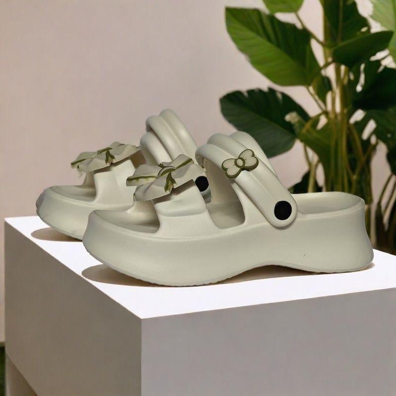 Сандалии на толстой подошве со сверхлегкой износостойкой подошвой из губки и модным бантом пляжная обувь сандалии-трансформеры для дома 36-37 1980₽