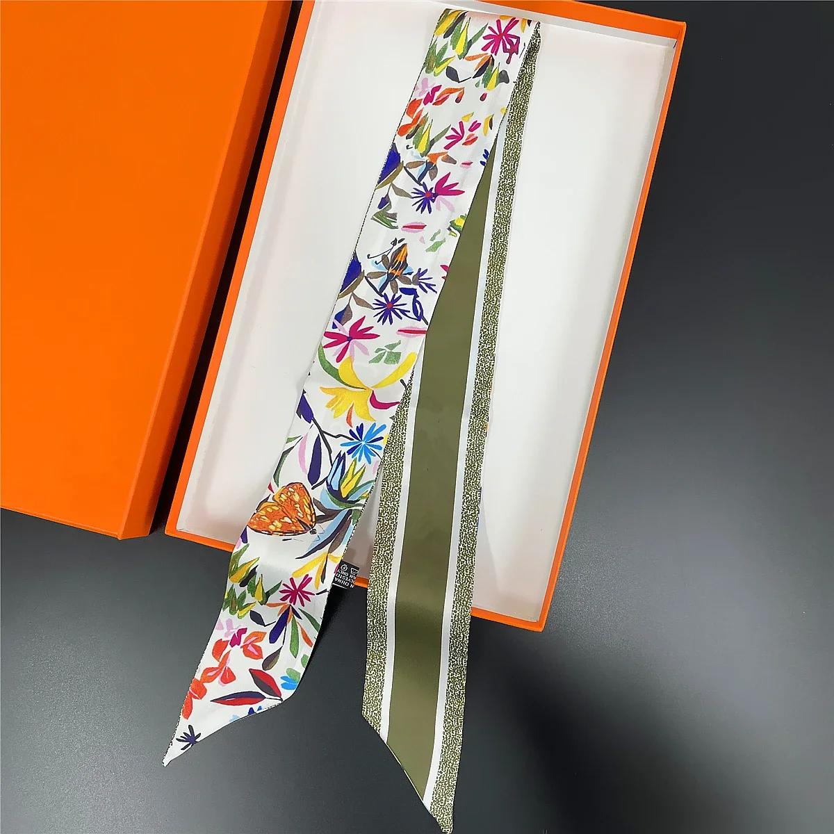 

New Design Pansy Tarot Scarf Women Luxury Scarf Skinny Bag Silk Scarves Foulard Hair Neckerchief Headband For Ladies