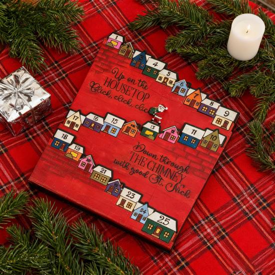 Yousheng Wooden Castle Advent Calendar 24 Days Count Down To Christmas Calendar for Kid Adult Holiday Tabletop Decoration for Home Party Decor