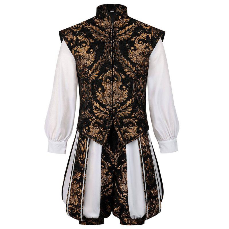 

European and American Renaissance Period Men s Gothic Era Prince Court King Double-Layer Vest and Pumpkin Pants Set Black S