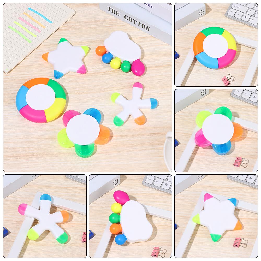 

5 in 1 Art Stationery Integrated Portable Graffiti Multiple Shapes Highlighters Markers Color Pen