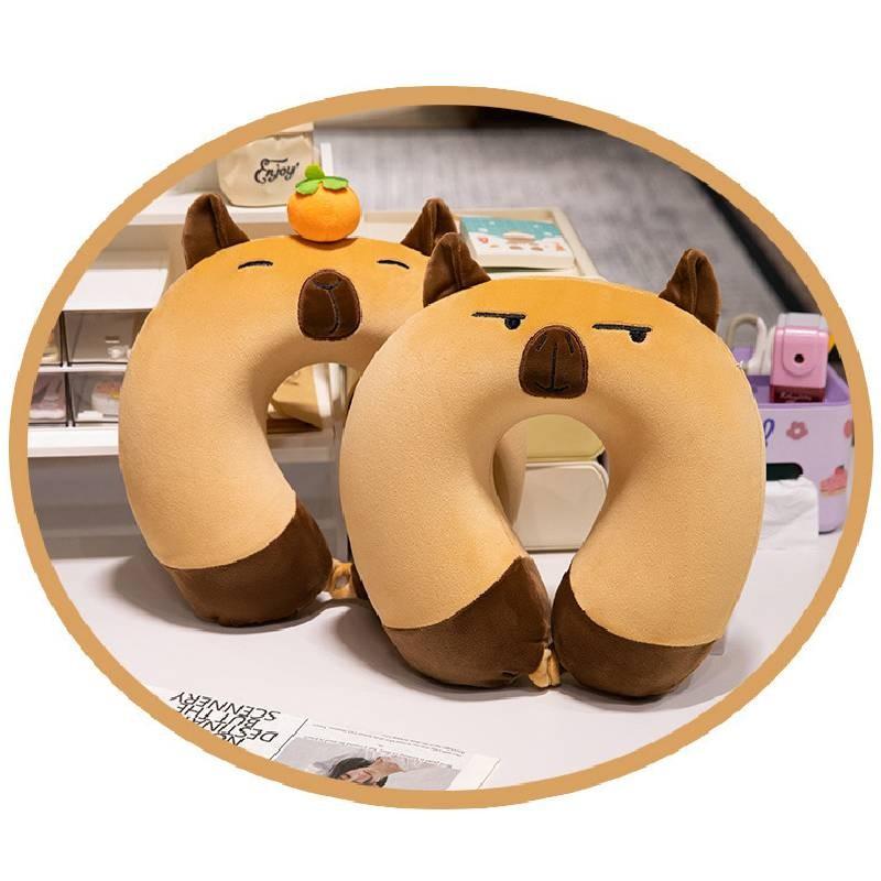 U Shaped Capybara Neck Pillow Plush Toy Travel Portable Stuffed Gifts Dolls
