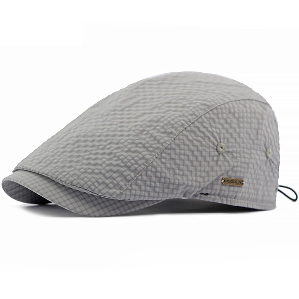 

HT4359 Beret Cap Spring Summer Breathable Sun Cap for Men Women Beret Hat Waterproof Flat Cap Male Female Adjustable Berets Men 55-60cm Adjustable світло-сірого кольору