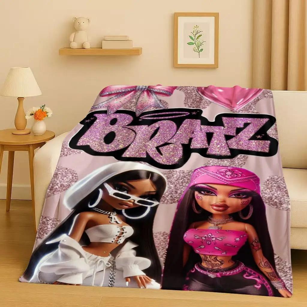 New Cartoon Bratz Doll Girl Flannel Blanket,Ultra Soft Warm Plush Throw for Home Bedroom Bed Sofa Cover Office Gift Kids Picnic
