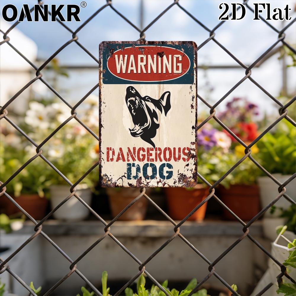 Vintage Warning Art Metal Tin Sign Dangerous Dog Metal Signs for Man Cave Garage Farm Bar Garden Home Wall Decor Plaque