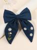 Floral Embroidered Bow Hair Clips Flower Ribbon Hairpins Sweet Handmade Bownot Barrette For Girls Women Kids Headwear Accesories