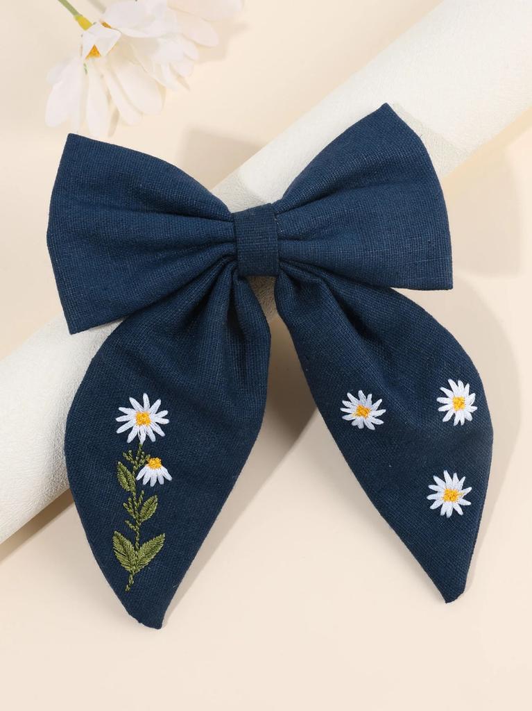 Floral Embroidered Bow Hair Clips Flower Ribbon Hairpins Sweet Handmade Bownot Barrette For Girls Women Kids Headwear Accesories