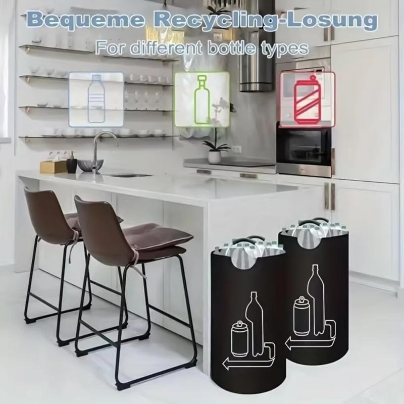 Borsa Riciclo Bottiglie Grande Manico in Alluminio Tessuto Oxford 90L Portatile Pieghevole Organizzatore Contenitore Sacca Raccoglitore Bottiglie Acque Reflue