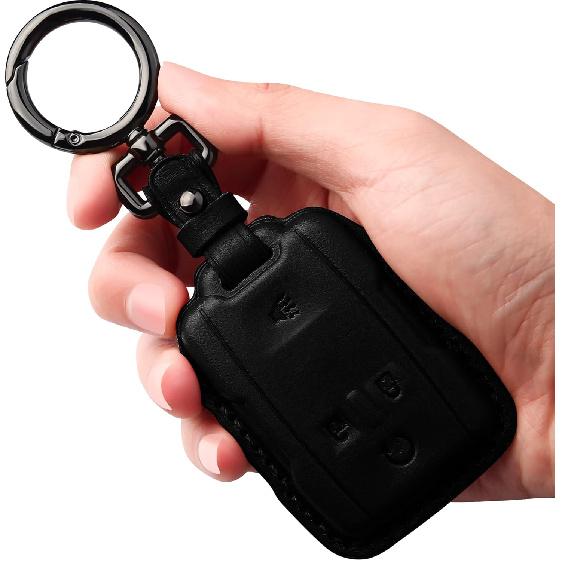 Tukellen Compatible with Chevrolet Leather Key Fob Cover for - GMC Sierra, Canyon, Chevy Silverado 1500, Tahoe, Colorado, Suburban, For Chevy Key чёрный