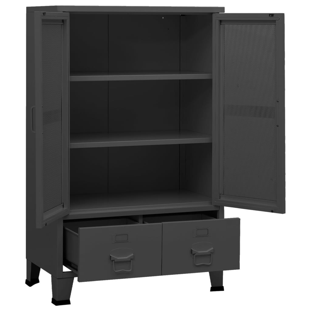 Storage Cabinet Industrial Style Anthracite 70 x 40 x 115 cm Metal