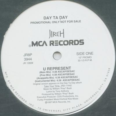 12inch Record DAY TA DAY - U Represent JR8P3944 MCA Records 1997 US Rap & Hip-Hop/R&B Used