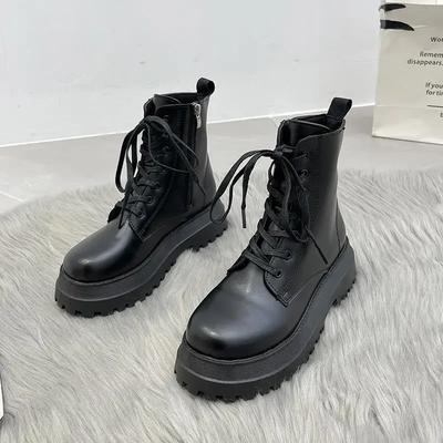 Nouveaux Bottillons Plateforme Chunky Noir Femme Chaussures Courtes En Offre Vente Grande Taille Chaud Chaussures Chaudes Gothique Pu Bottines Femme