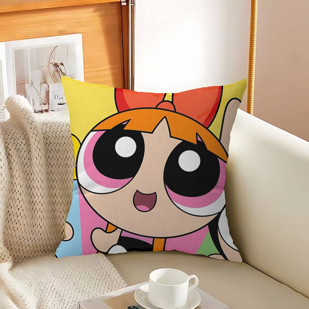 Cute Powerpuffs-Girls Classic Anime Cushion Cover Inches Farmhouse Decor Home Throw Pillow Covers For Couch Decorations