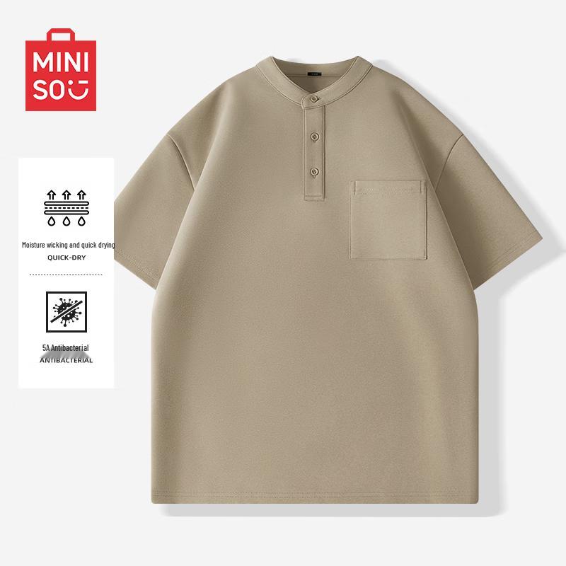 

MINISO Men s Quick-Dry Stand Collar Short Sleeve T-Shirt XL