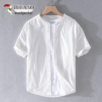 Men's Short Sleeve Collarless Casual Shirt