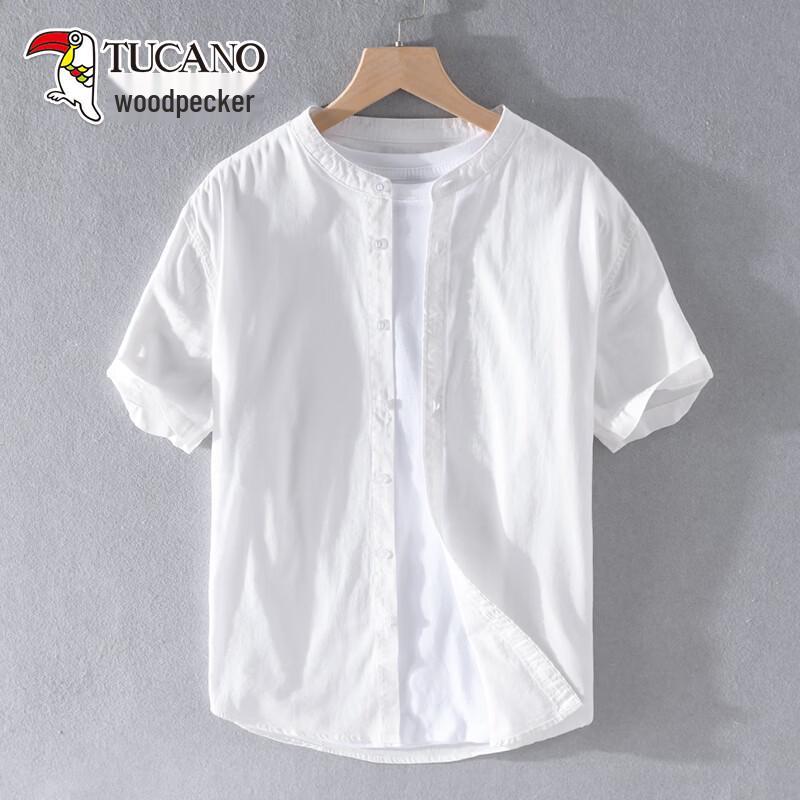 TUCANO Men's Short Sleeve Collarless Casual Shirt