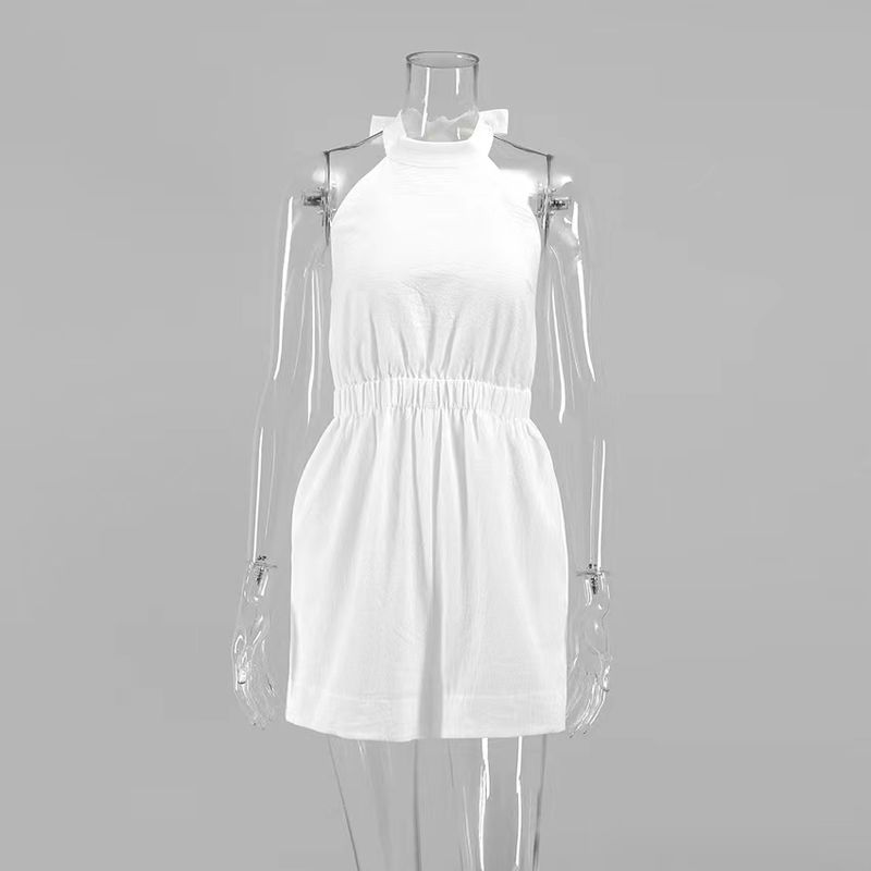 

Fashion Beach Vacation Sexy Halter Backless Shoelace Jumpsuit Lace up Backless Jumpsuit White S
