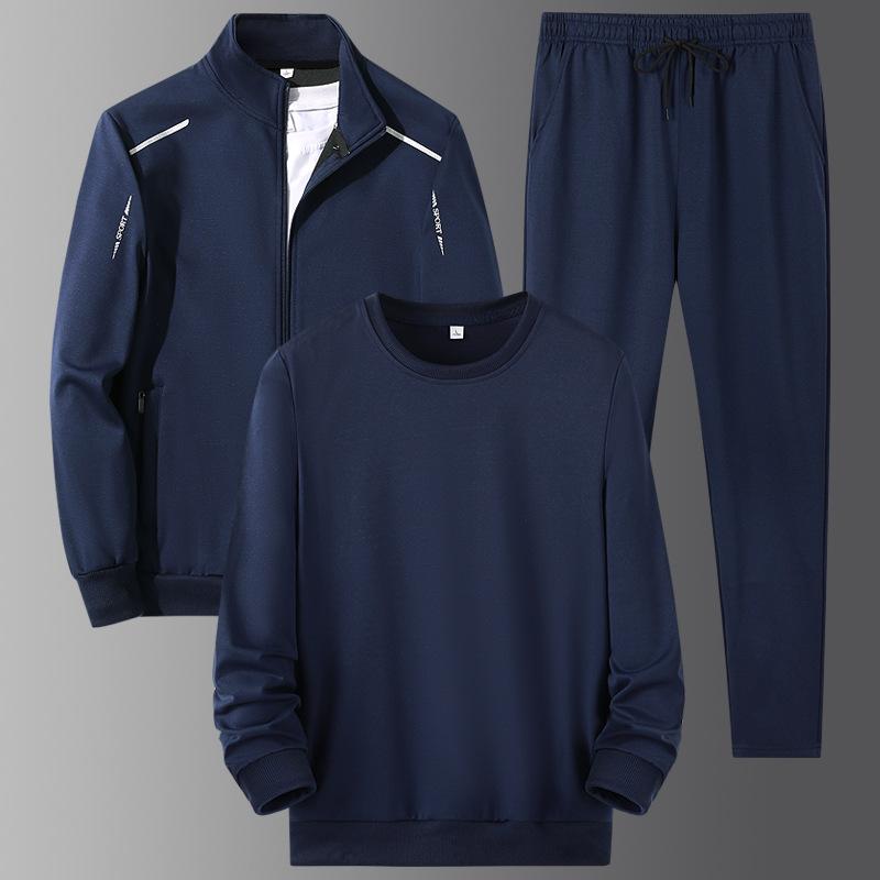 Sports Suit Men's Cardigan Sweatshirt Three Piece Set Casual Sweatpants Youth Loose Round Neck Top Trendy Long Sleeved Shirt