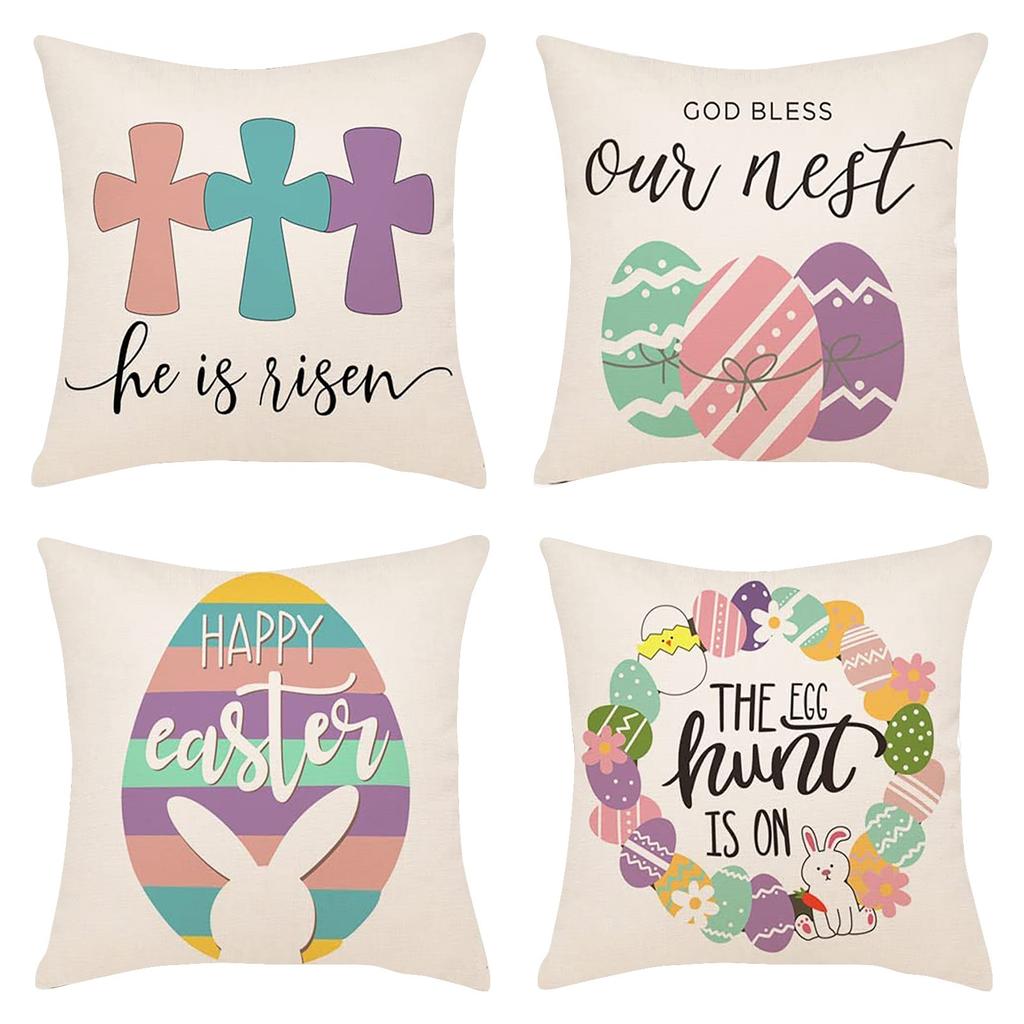 Easter Pillowcase, Easter Decorations Home Decor Cushion Cover 45x45