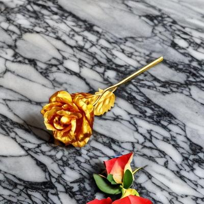 Kuldne roos sõbrapäeva kingituseks, 1 tk, 7,5 tolli, kuldne, kunstlill, roos, U-kujuline, sise- ja välistingimustesse, sõbrapäev