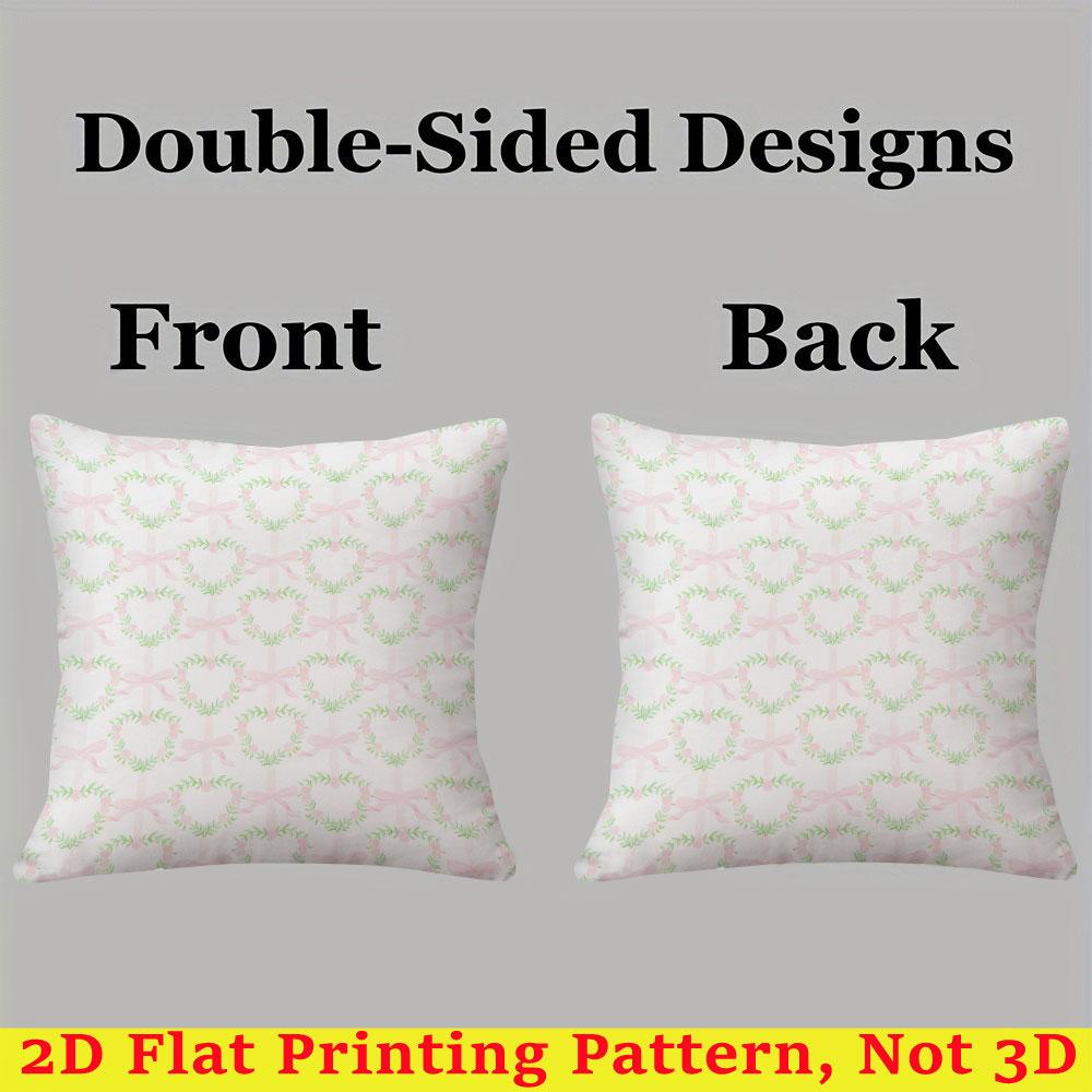 Pink Wreath Square Jacquard Pillow Cover for Sofa Office Waist Cushion Cover Home Decorative Pillowcase