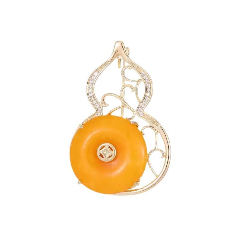 Fu Lu Ji Xiang Brooch, High-end Women's New Chinese-style Gourd Brooch with Luxurious Design