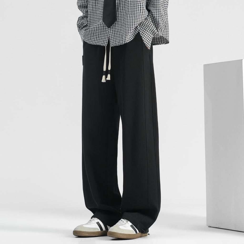 Men's Korean Relaxed Wide-Leg Velvet Sweatpants for Autumn and Winter