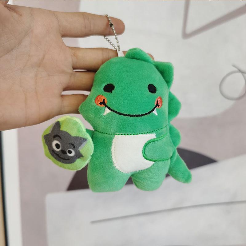 

Plush Pink Charming Dinosaur Keychain Fluffy And Cuddly Stuffed Animal Pendant Chain Green