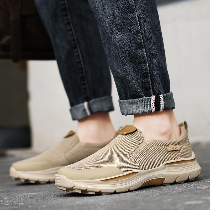 Men’s Outdoor Canvas Shoes Sneakers Driving Shoes Casual Slip on Wide Head Shoes for Farther Plus Size