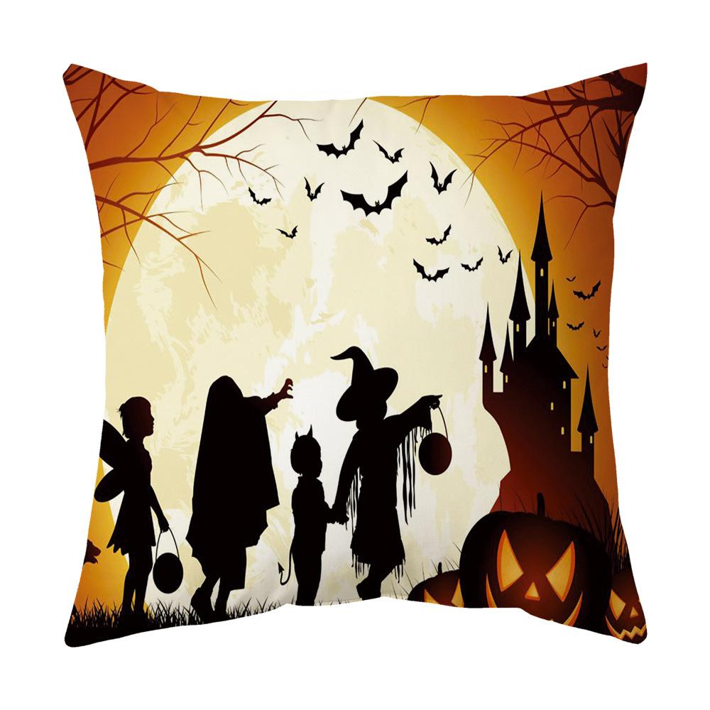 Halloween Cartoon Backrest Sofa Pillow Case Pillow Case Decoration Peach Skin Pillow Cushion Nordic Living Room