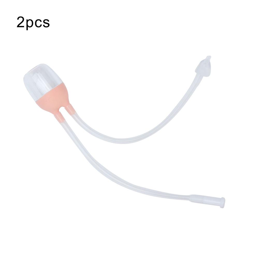 2pcs Infant Nasal Aspirator Soft Silicone Baby Snot Cleaning Nasal Sucker Nose Care ToolsPink