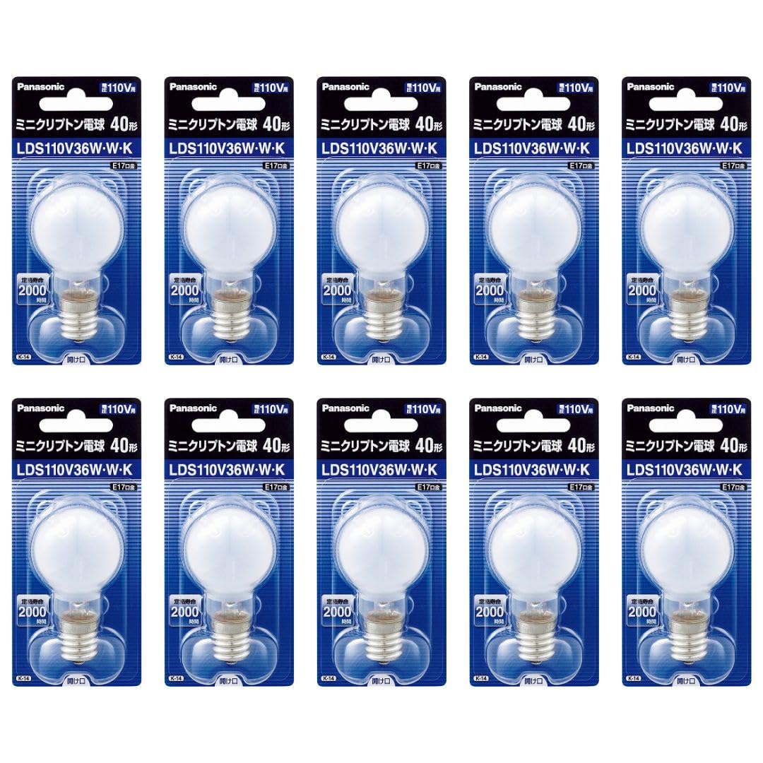 

Panasonic 10 piece set mini krypton light bulb 110V 40W type white E17 base LDS110V36WWK_ білий